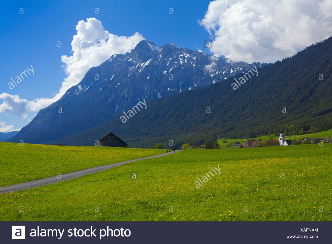 Osterreich Tirol Wildermieming Hohe Munde Berg Stockfoto Bild