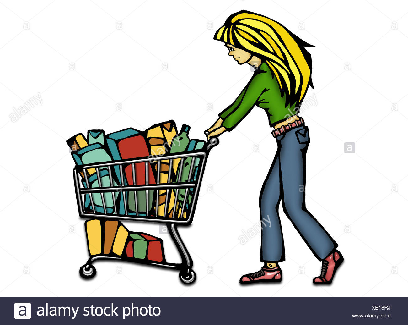 Abbildung Manga Frau Junge Blonde Shopping Carts Grafikdarstellung Comic Zeichnung Comic Mangastil Mangafigur Comic Figur Stockfotografie Alamy