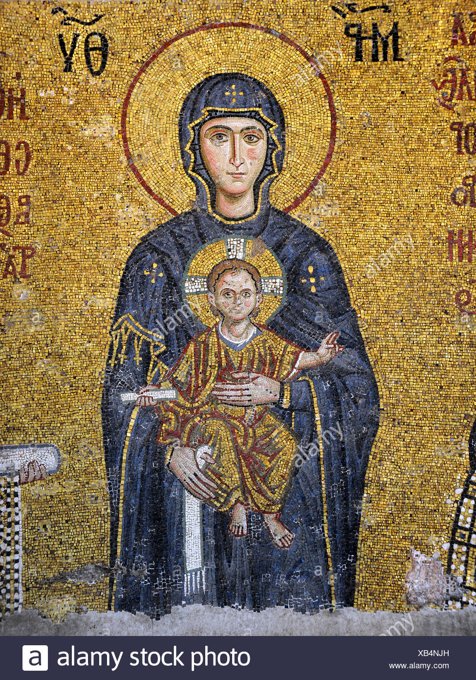 Mosaik, Jungfrau Maria, Muttergottes mit dem Jesuskind, Hagia Sophia, Ayasofya, Istanbul, Türkei Stockfoto