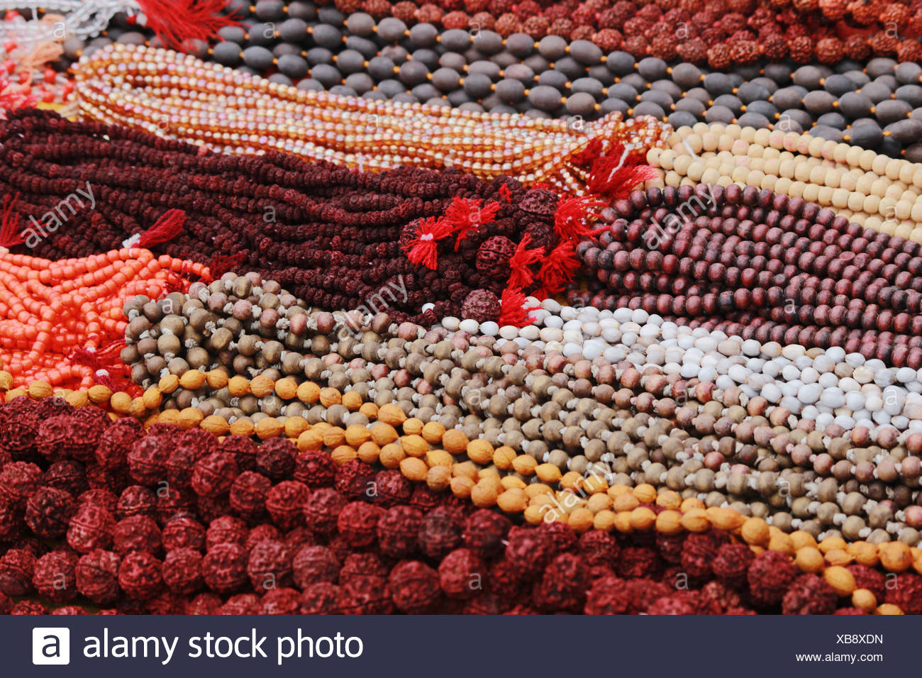 Rudraksha Mala oder Gebet Perlen Stockfoto
