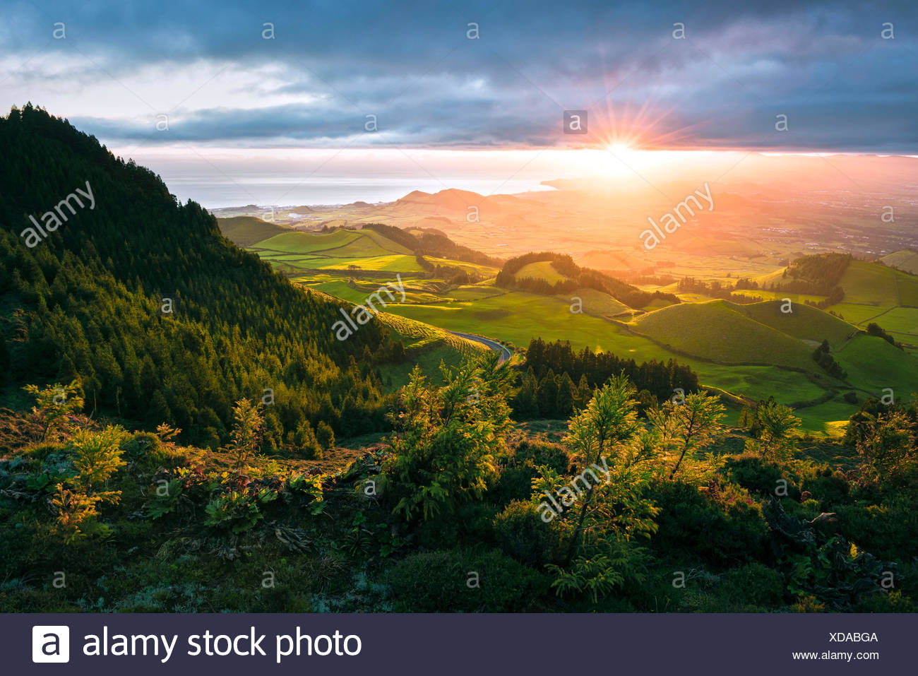 Anzeigen der Pico Carvao, Sao Miguel, Azoren, Portugal Stockfoto