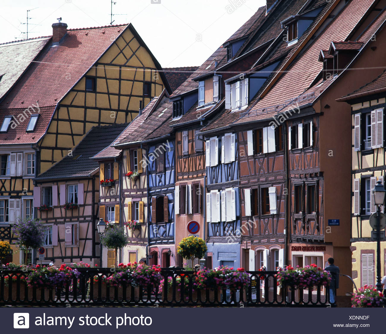 Colmar Elsass Fachwerkhäusern France Europe Terrasse Stockfoto