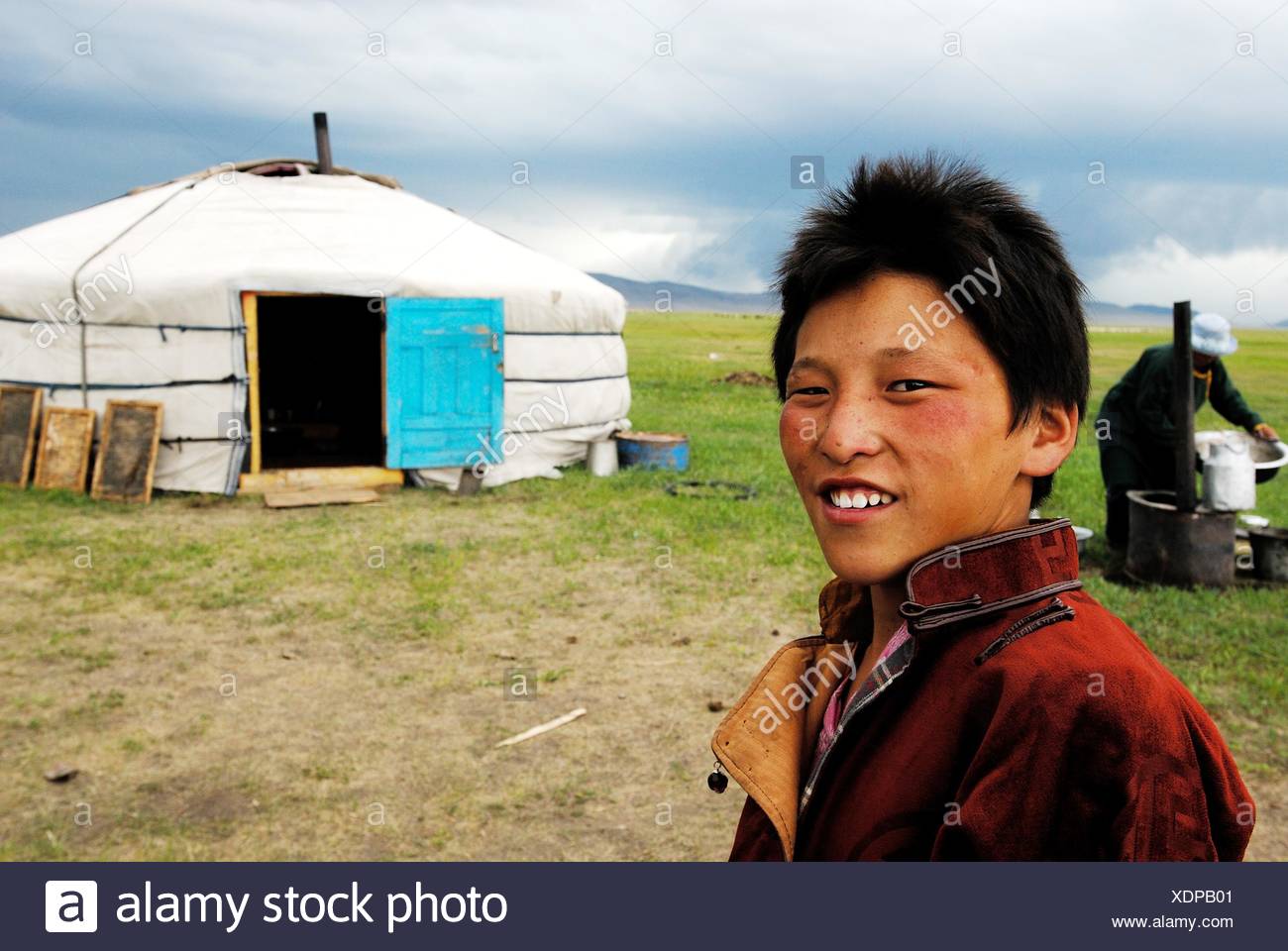 Mongolei Hentii Bezirk Heimat Von Dschingis Khan Nomadische Familie Binder Installiert Stockfotografie Alamy
