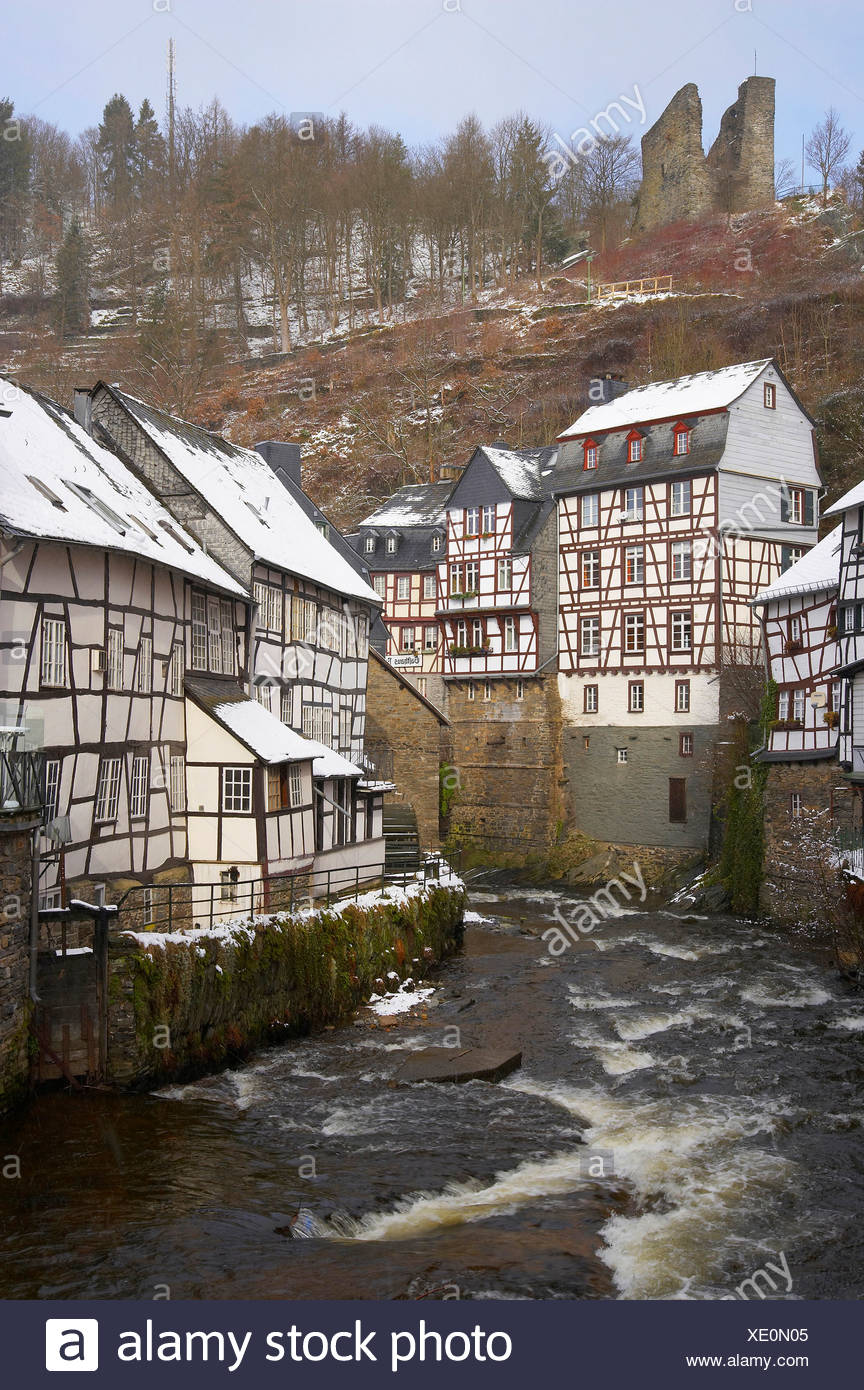 Monschau, nördlichen Teil der Eifel, Outdoor Foto, Winter Monschau North Rhine Westphalia Germany Eu Stockfotos