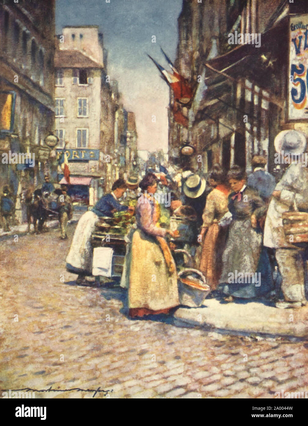 Un rincón en la Rue de Seine, París, Francia, circa 1913 Foto de stock