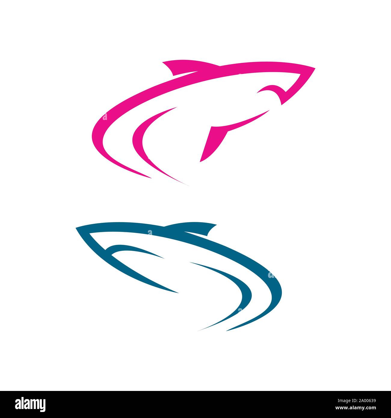 Pescar tiburones marca simple logotipo para un club de surf deporte acuático Ilustración del Vector