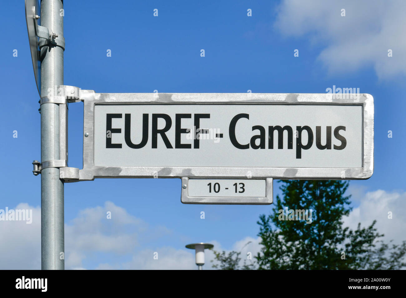 Strassenschild, EUREF-Campus, Schoeneberg, Berlin, Deutschland Foto de stock