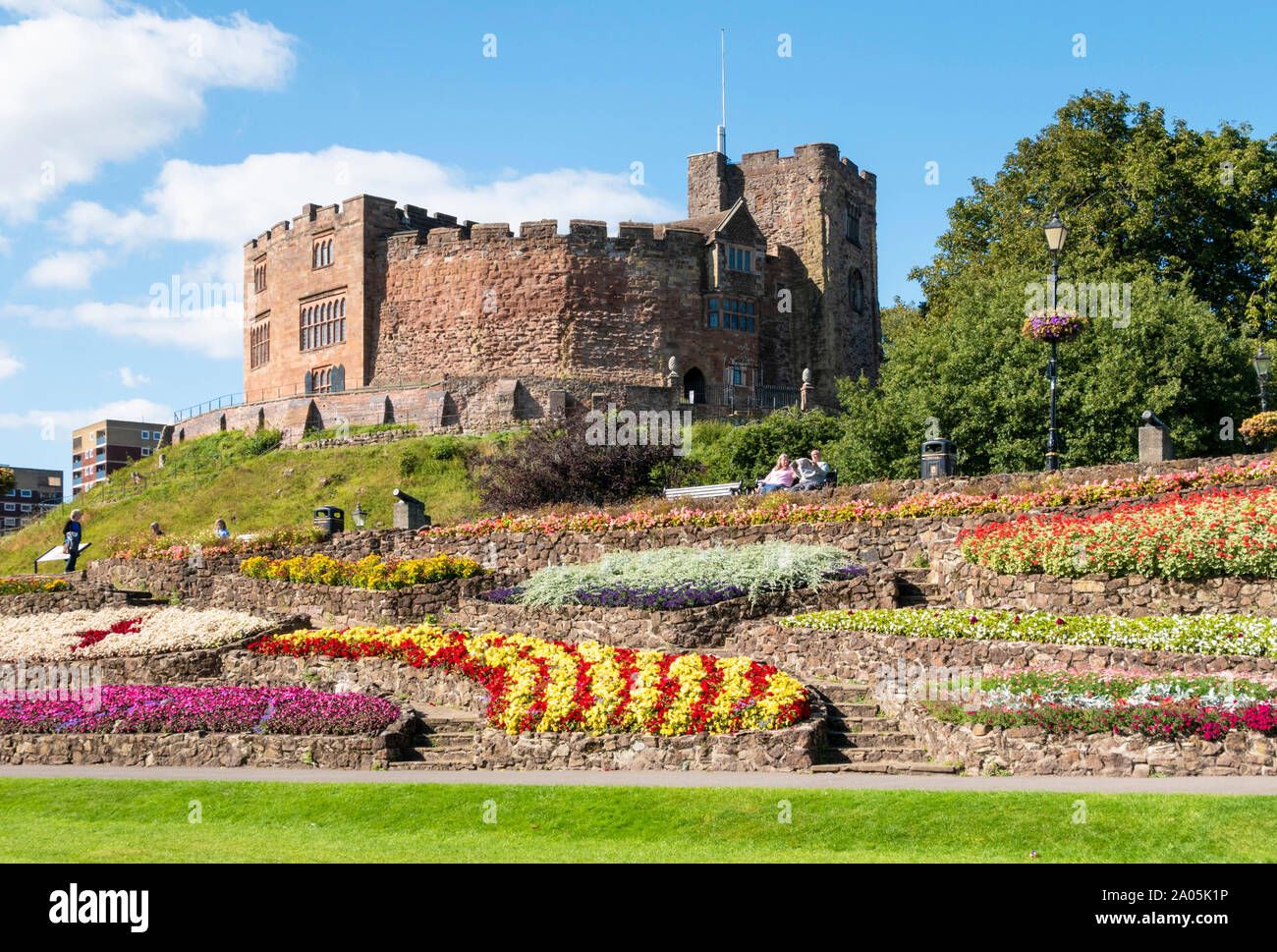 Tamworth castillo castillo medieval del centro de la ciudad de Staffordshire Inglaterra GB UK Europa Foto de stock