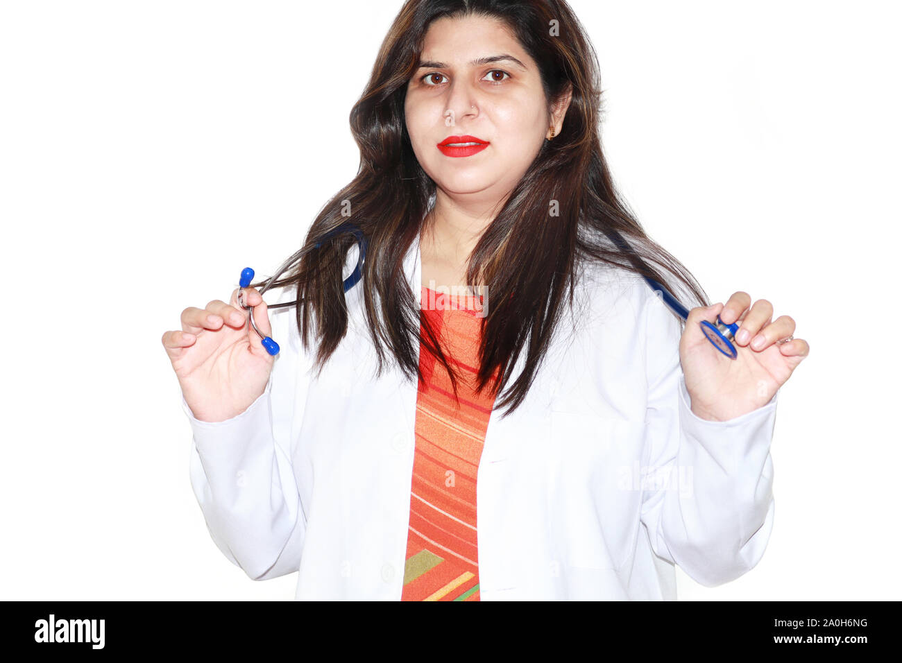 Retrato de seguro médico profesional sanitario femenino indio Foto de stock