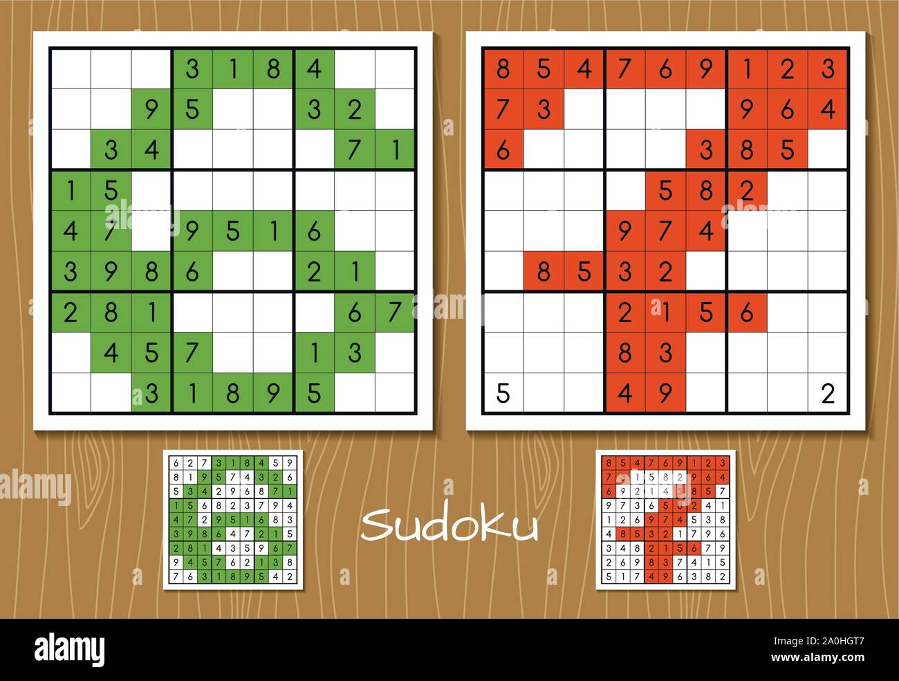 Juego Sudoku con las respuestas. 6, 7 números Imagen Vector stock Alamy
