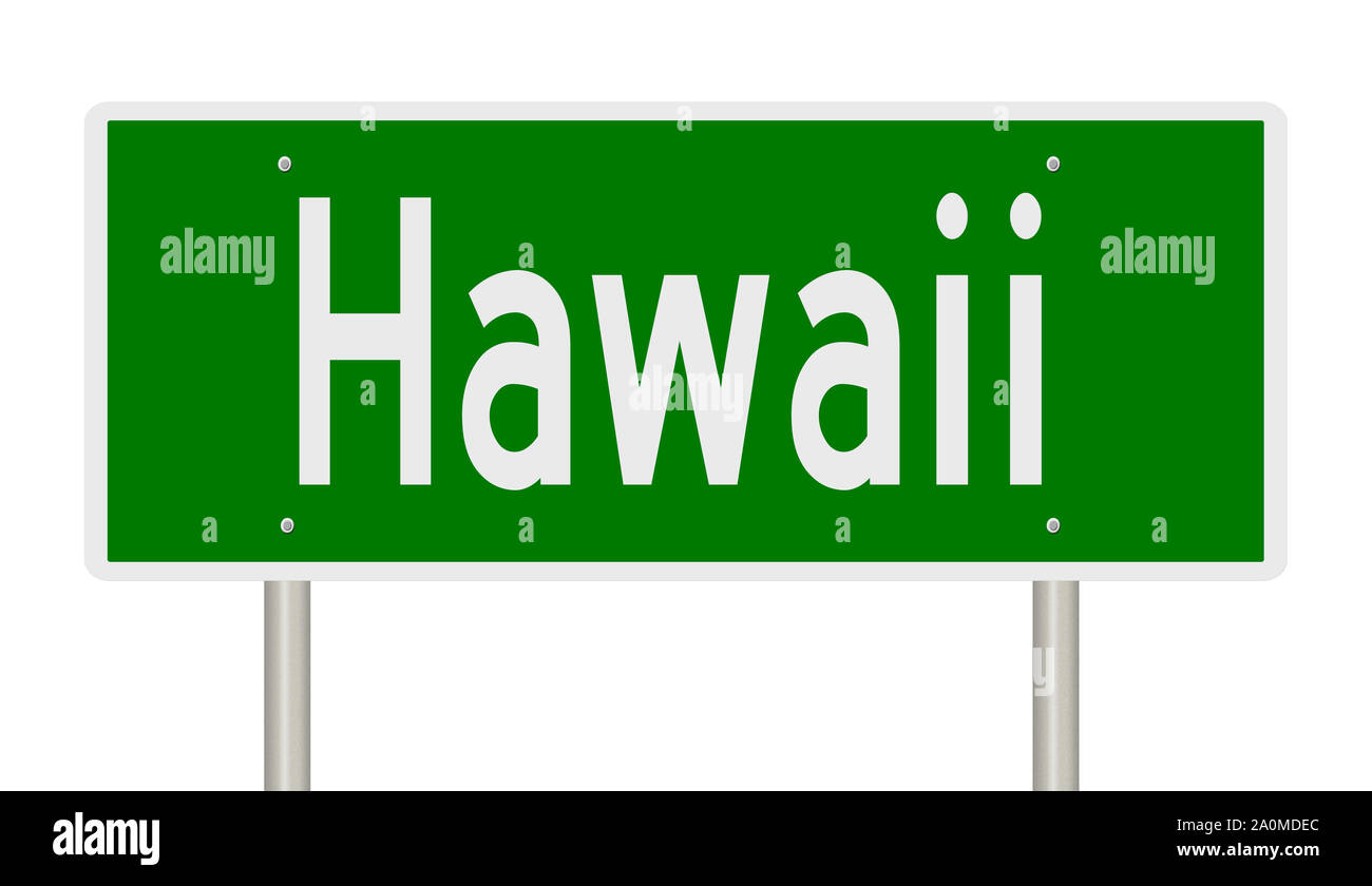 Representación de una señal de carretera verde para Hawaii Foto de stock
