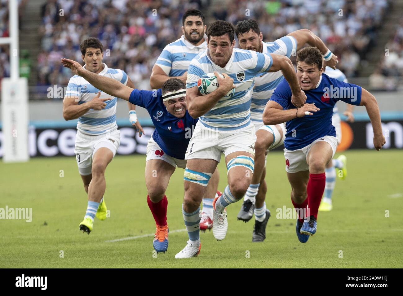 Tokio, Japón. 21 Sep, 2019. El argentino Guido Petti Pagadizaval en acción  durante la Copa Mundial de Rugby 2019 grupo C partido entre Francia y  Argentina en el Estadio de Tokio. Francia