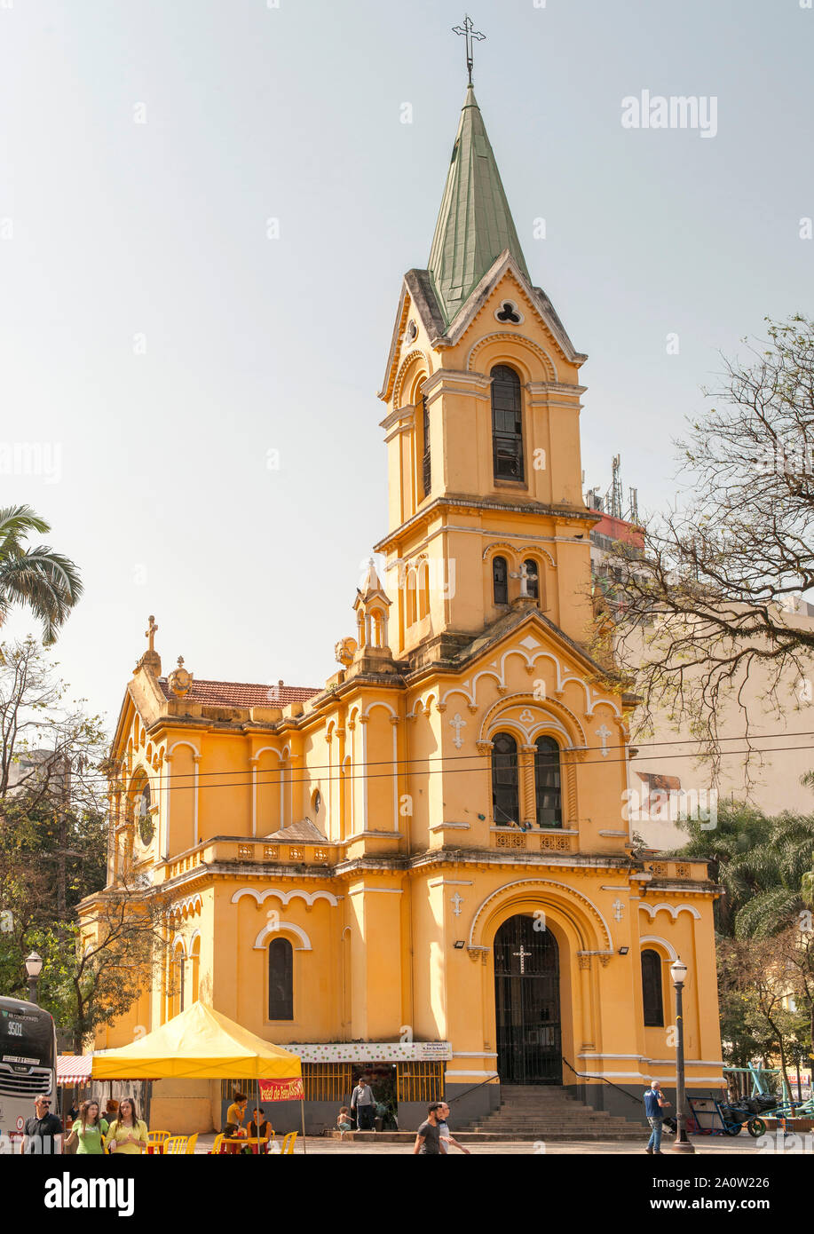 La Iglesia de Nuestra Señora del Rosario de los hombres negros en São Paulo, Brasil. También conocida como la Igreja Nossa Senhora do Rosário dos Homens Pretos. Foto de stock
