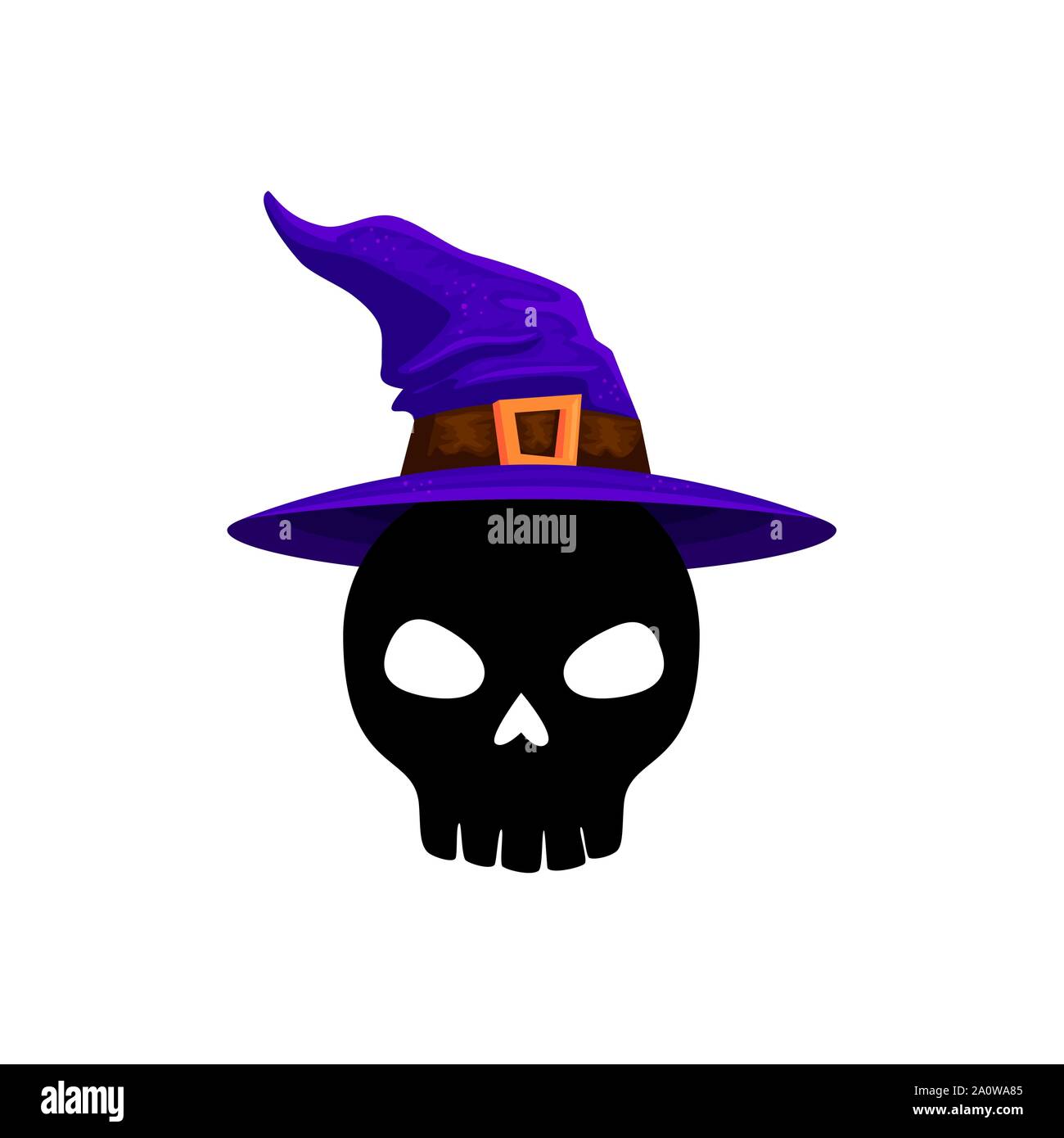 Halloween calavera con sombrero de bruja Imagen Vector de stock - Alamy
