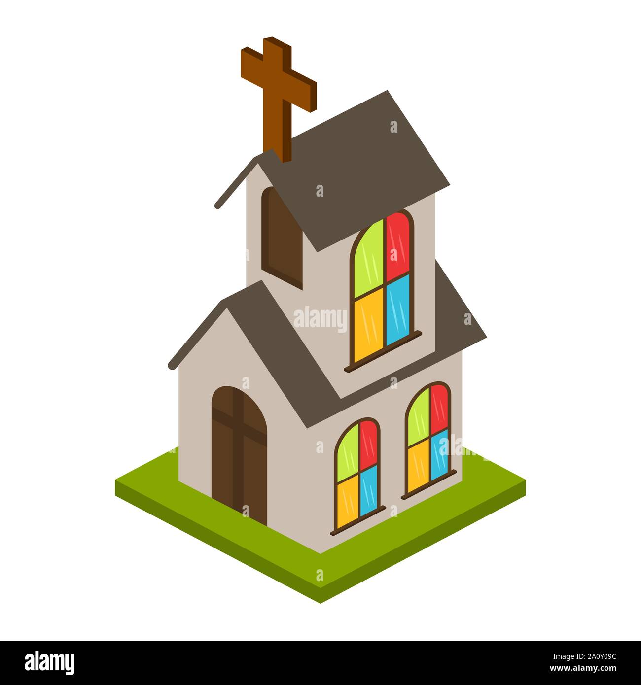 Edificio de la iglesia 3d aislados sobre un fondo blanco - Vector Ilustración del Vector