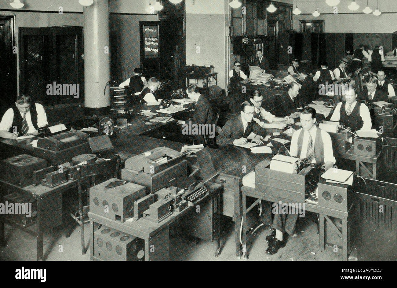 Prensa oficina de telégrafos en 1929 Foto de stock
