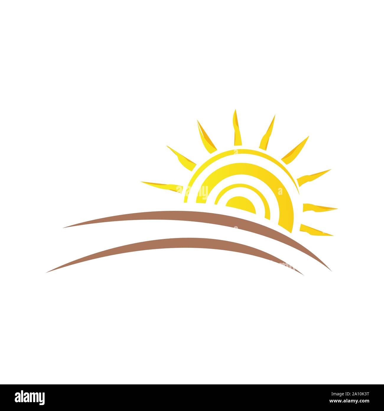 Ilustración de un sol amarillo sunset Sun logo design vector icono