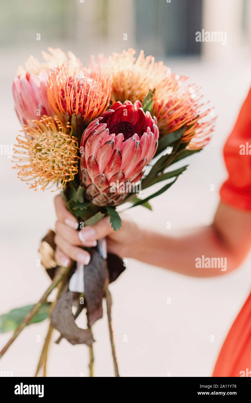 Un muy raro e increíble ramo de flores exóticas en las manos de una niña  Fotografía de stock - Alamy