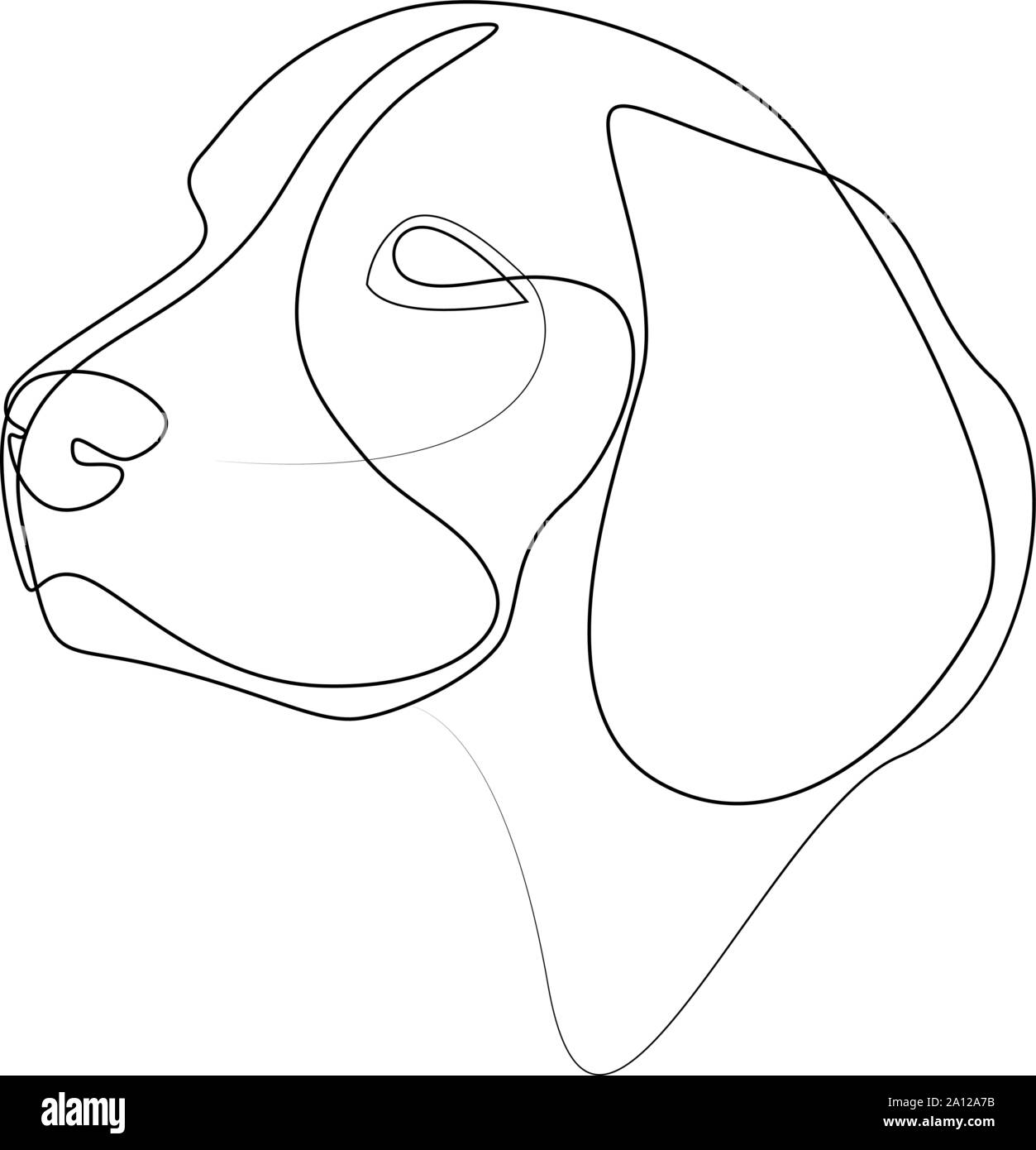 Línea continua Beagle. Única línea estilo minimalista perro ilustración vectorial Ilustración del Vector