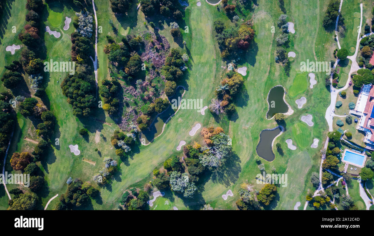 Drone vista de un campo de golf en Italia Foto de stock
