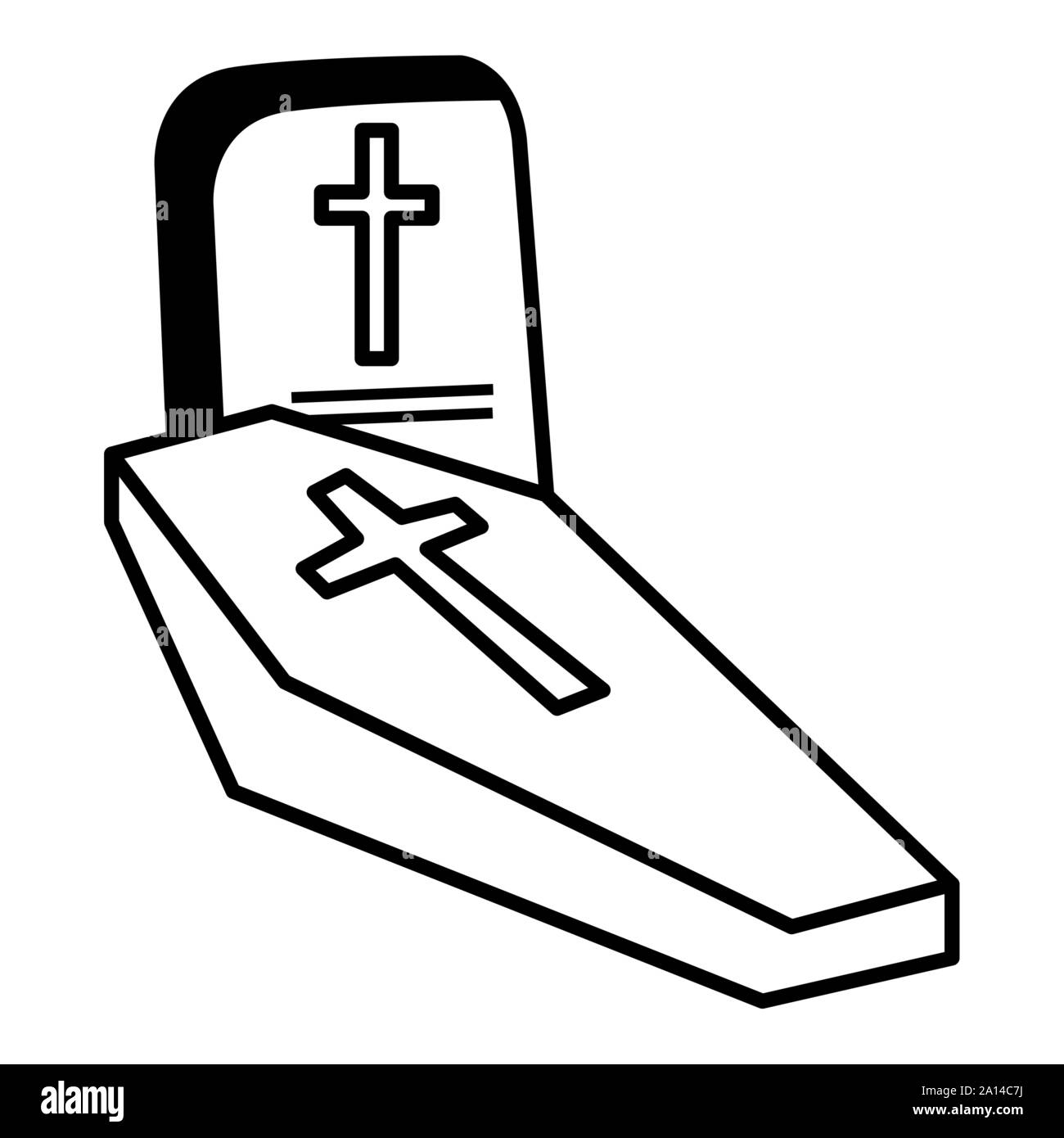Dibujos De Ataudes Para Halloween Halloween cruz cementerio cementerio con ataúd Imagen Vector de stock -  Alamy