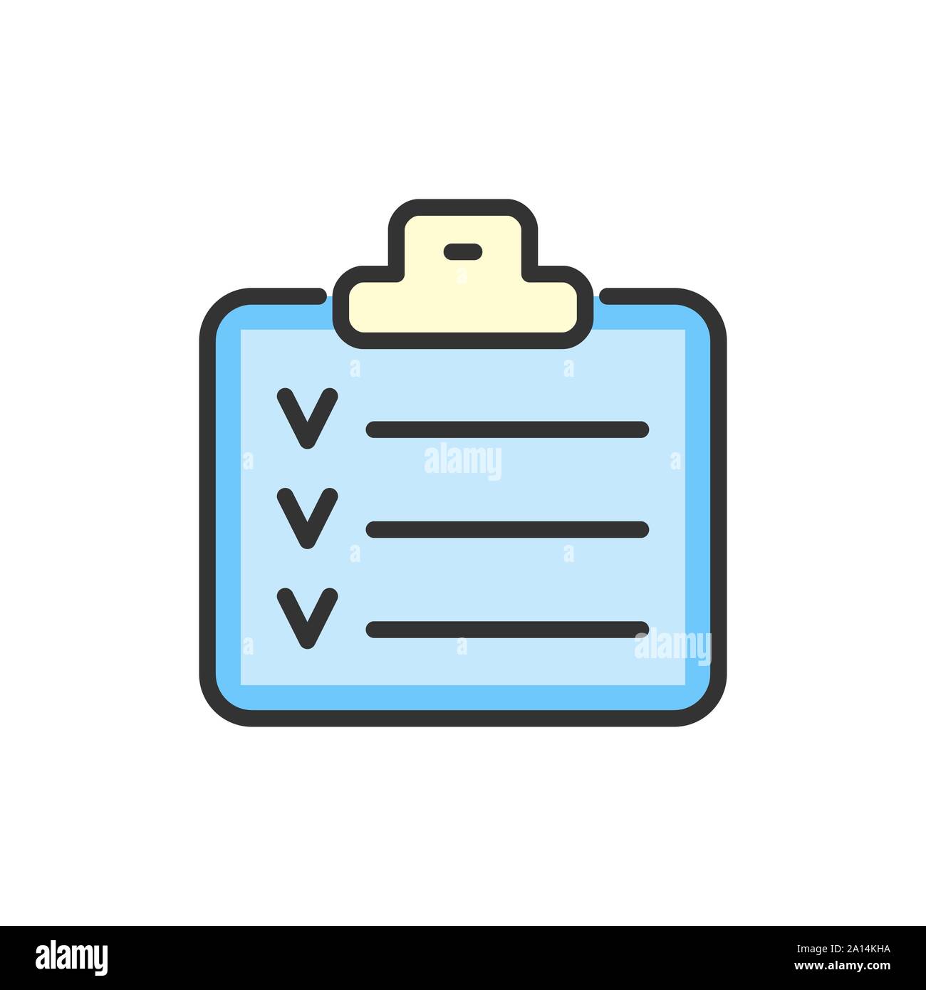 Lista de control de vectores, planificador, calendario, bloc de notas de color plana icono de línea. Ilustración del Vector