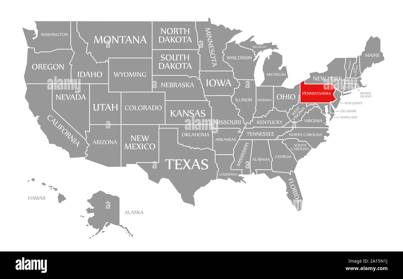Pennsylvania Resaltada En Rojo En El Mapa De Los Estados Unidos De America Fotografia De Stock Alamy Pennsylvania Resaltada En Rojo En El Mapa De Los Estados Unidos De America Fotografia De Stock Alamy