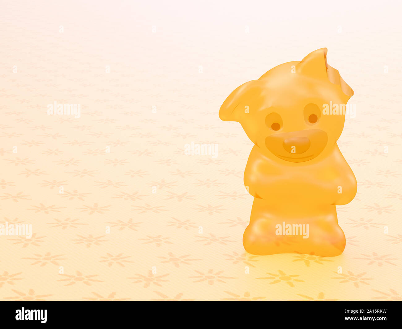 Representación de amarillo gummi bear con mordido oreja Foto de stock