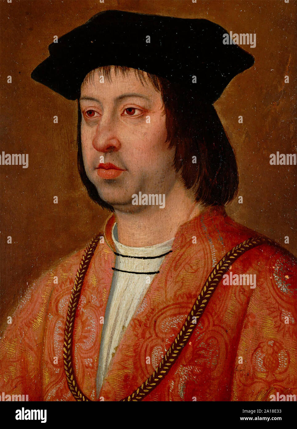 Fernando II de Aragón, el Católico - Michael Sittow, circa 1500 Foto de stock