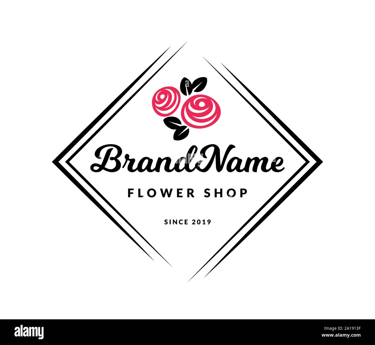 Flower Shop Logo Emblema Floral Vector Aislado Sobre Un Fondo Blanco