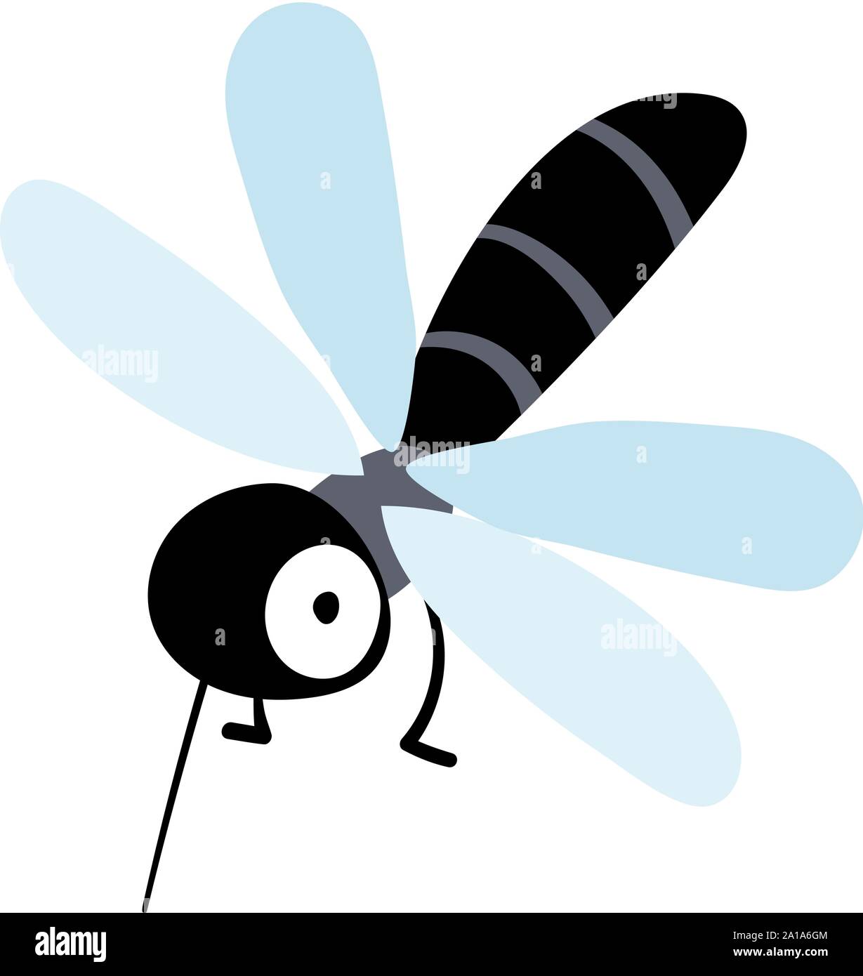 Insecto Volador Negro, ilustración, vector sobre fondo blanco Imagen