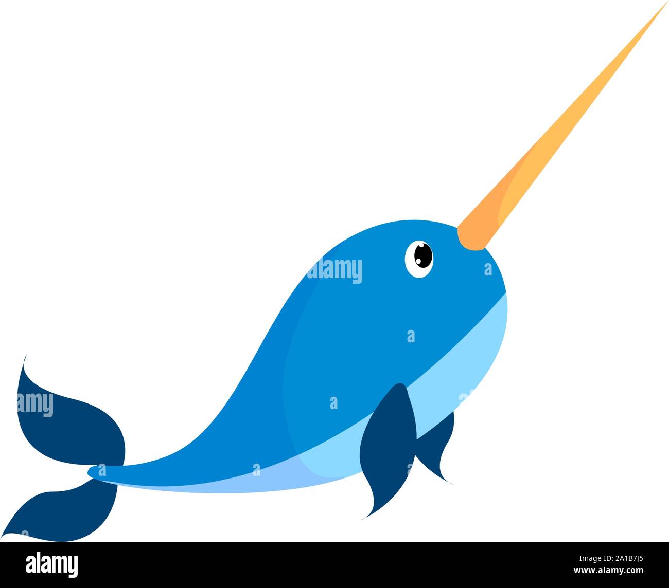 El narval, ilustración, vector sobre fondo blanco Imagen Vector de
