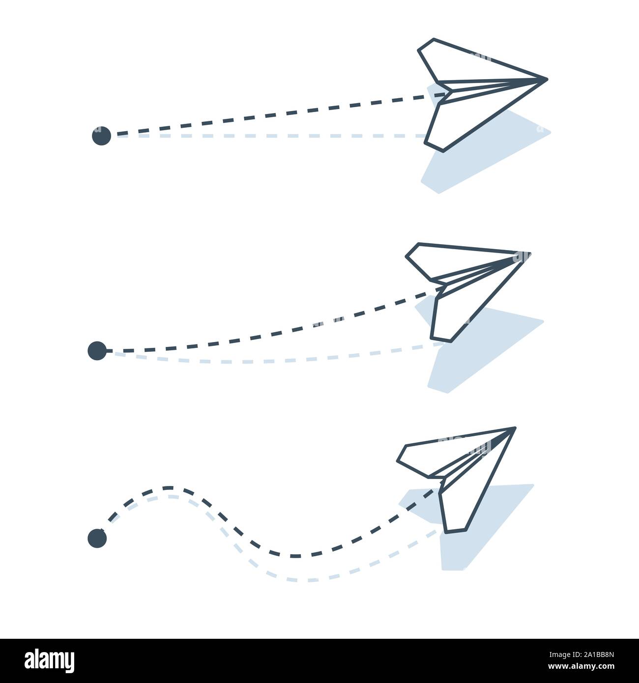 Aviones de Origami de papel con ruta punteada iconos Imagen Vector de stock  - Alamy