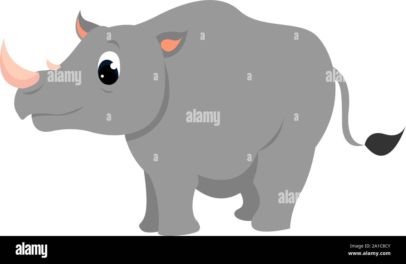 Cute rhino, ilustración, vector sobre fondo blanco. Ilustración del Vector