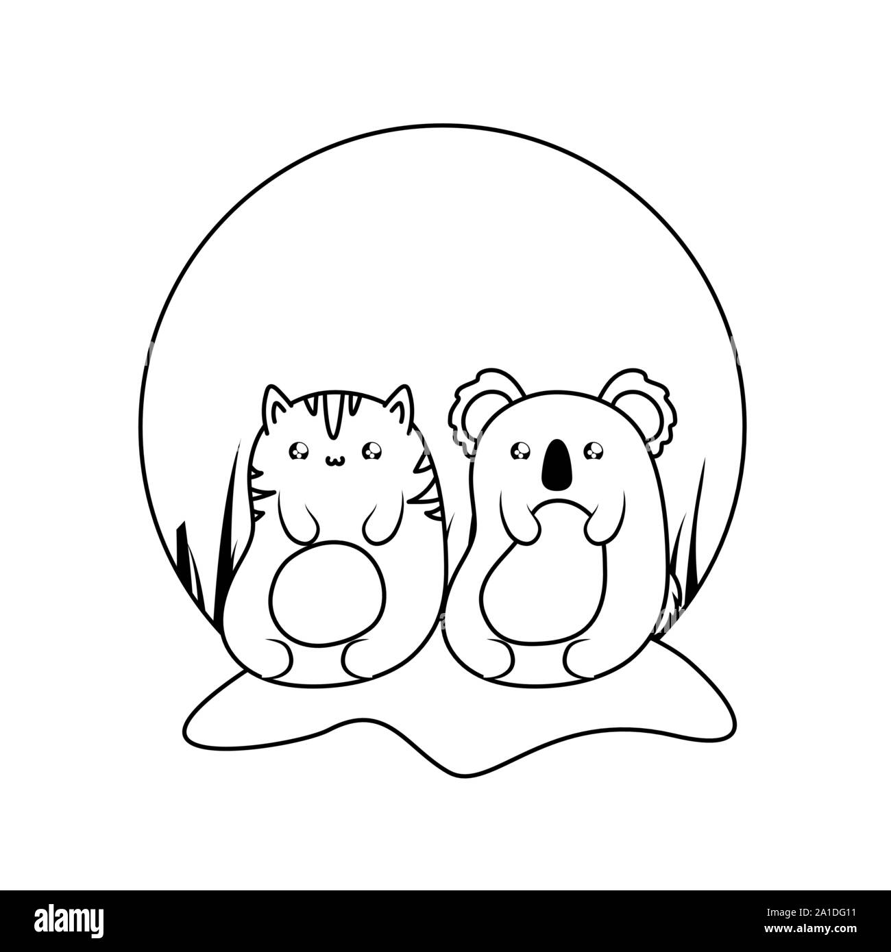Lindo gato con koala animales bebe kawaii diseño ilustración vectorial  Imagen Vector de stock - Alamy