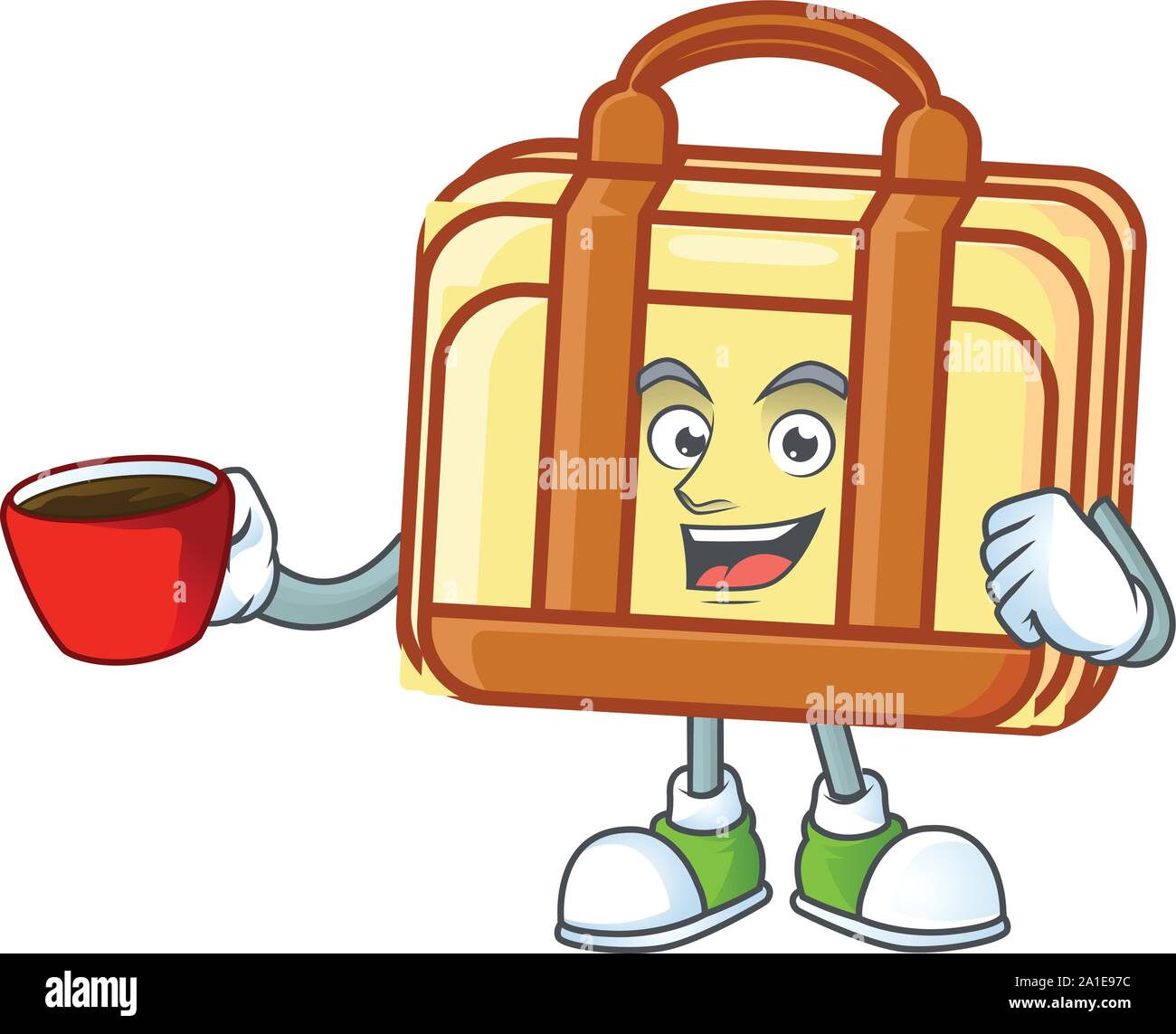 Beber en copa maleta de trabajo equipos de oficina de dibujos animados Imagen Vector de stock - Alamy