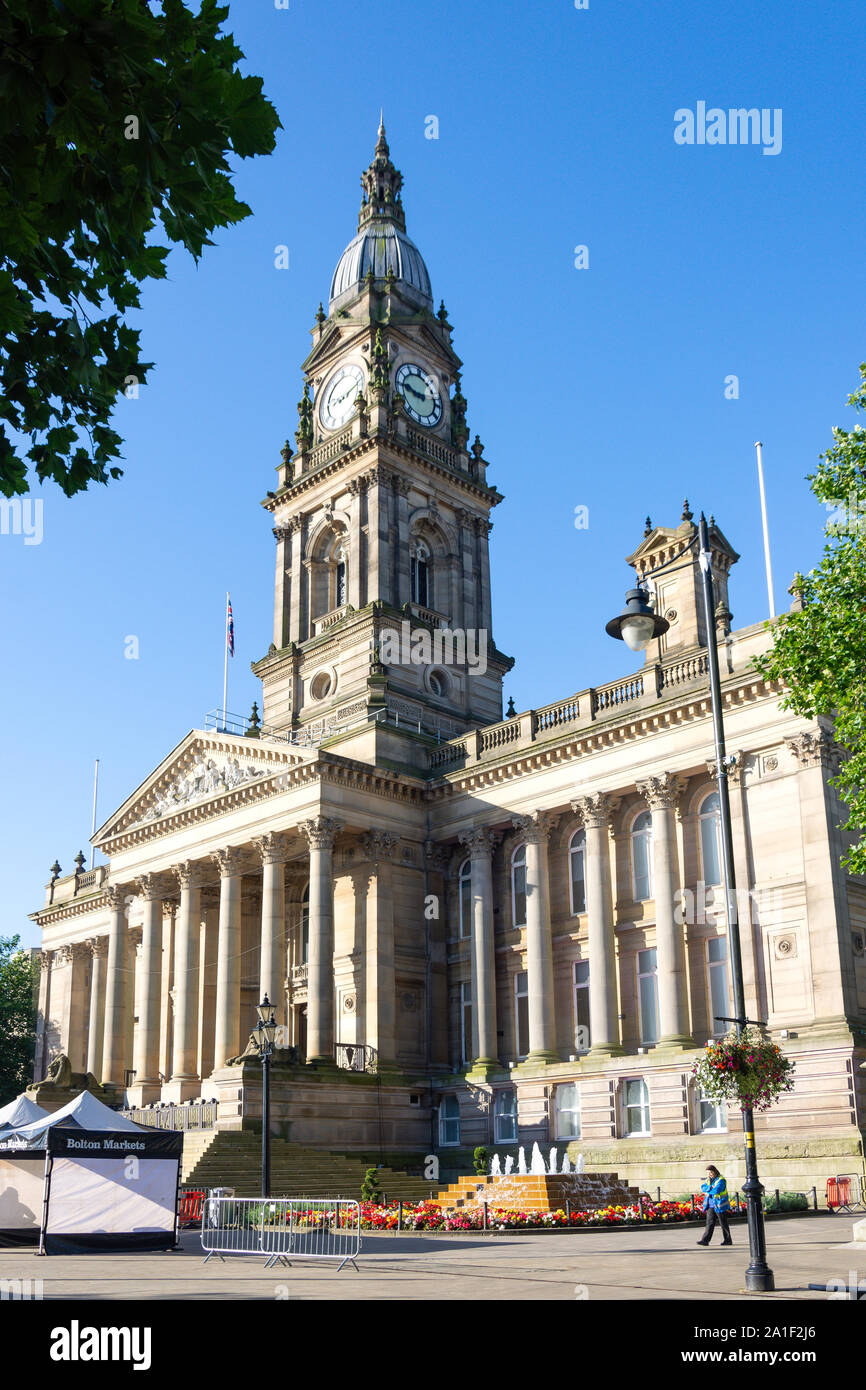 Bolton Ayuntamiento, Plaza Victoria, Bolton, Greater Manchester, Inglaterra, Reino Unido Foto de stock