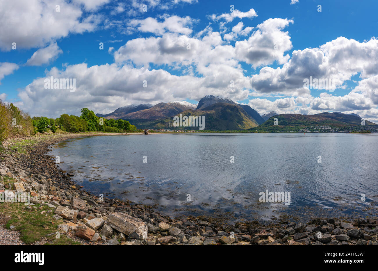 Panorama de Ben Nevis' variedad en las Highlands escocesas, cerca de Fort William Foto de stock