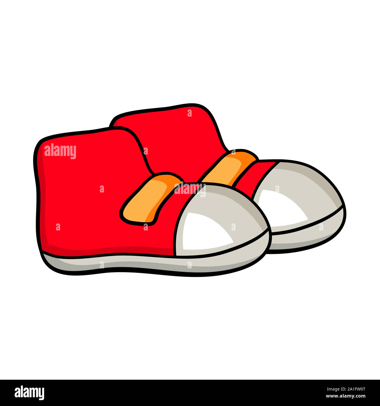 Par de zapatos botas de deporte infantil de dibujos animados rojo aislado  sobre fondo blanco Fotografía de stock - Alamy