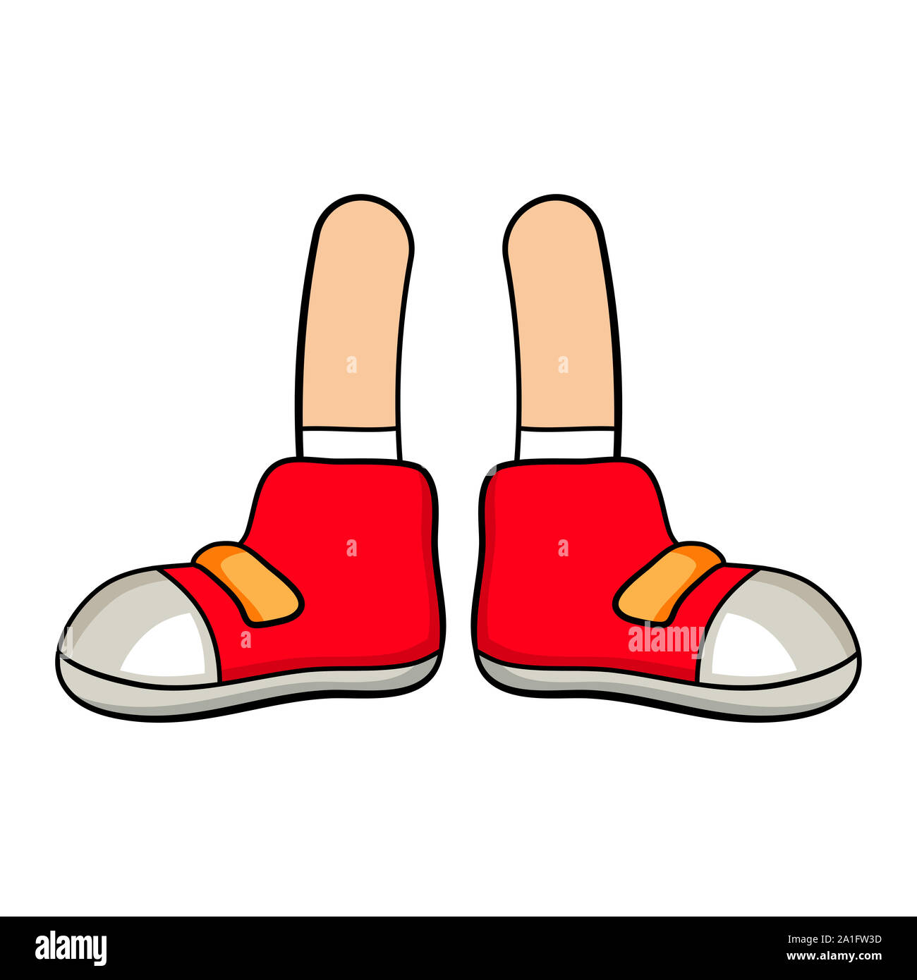 Piernas con zapatos botas de deporte infantil de dibujos animados aislado  sobre fondo blanco Fotografía de stock - Alamy