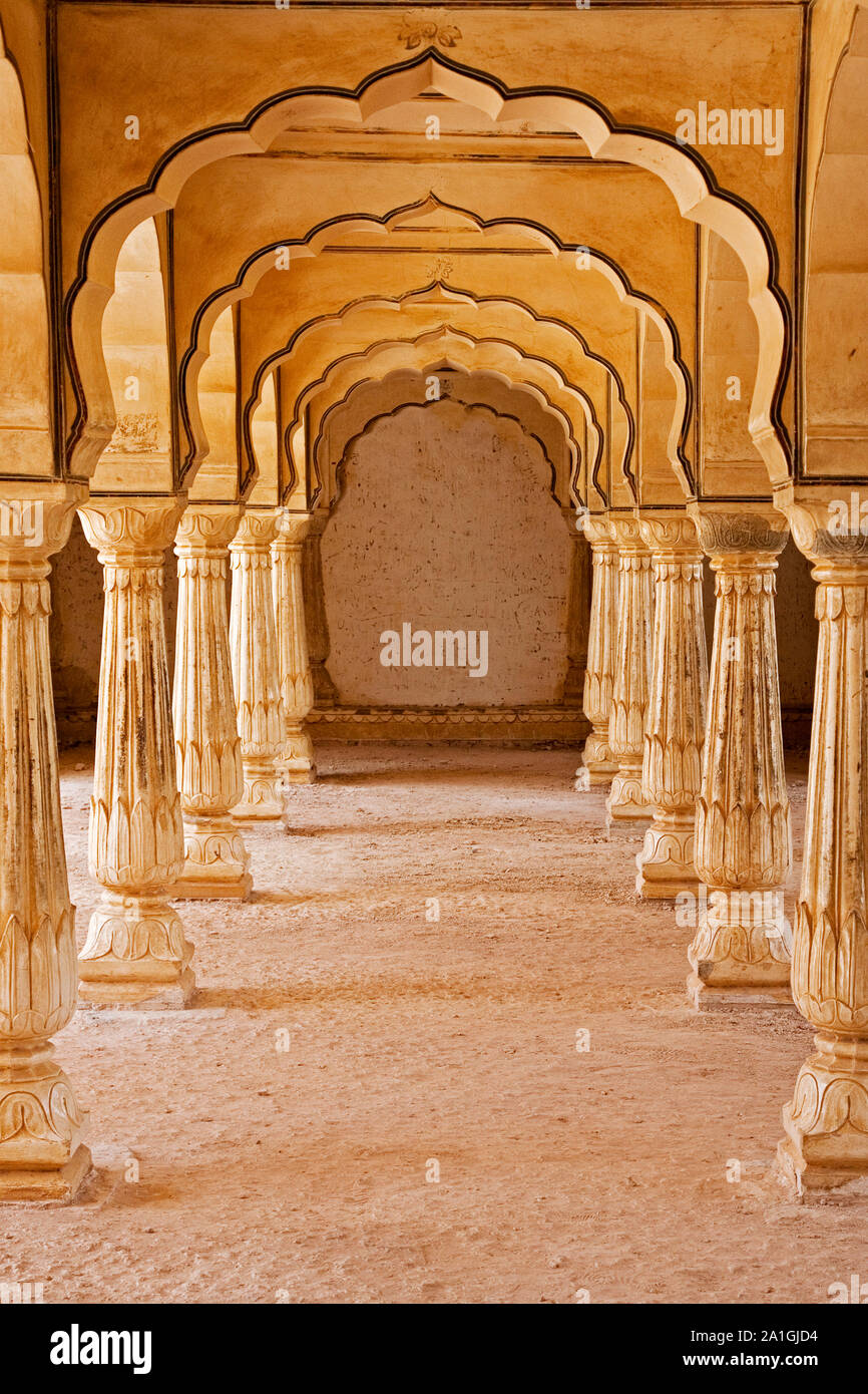 El Fuerte Amber templo en Rajastán India Jaipur Foto de stock
