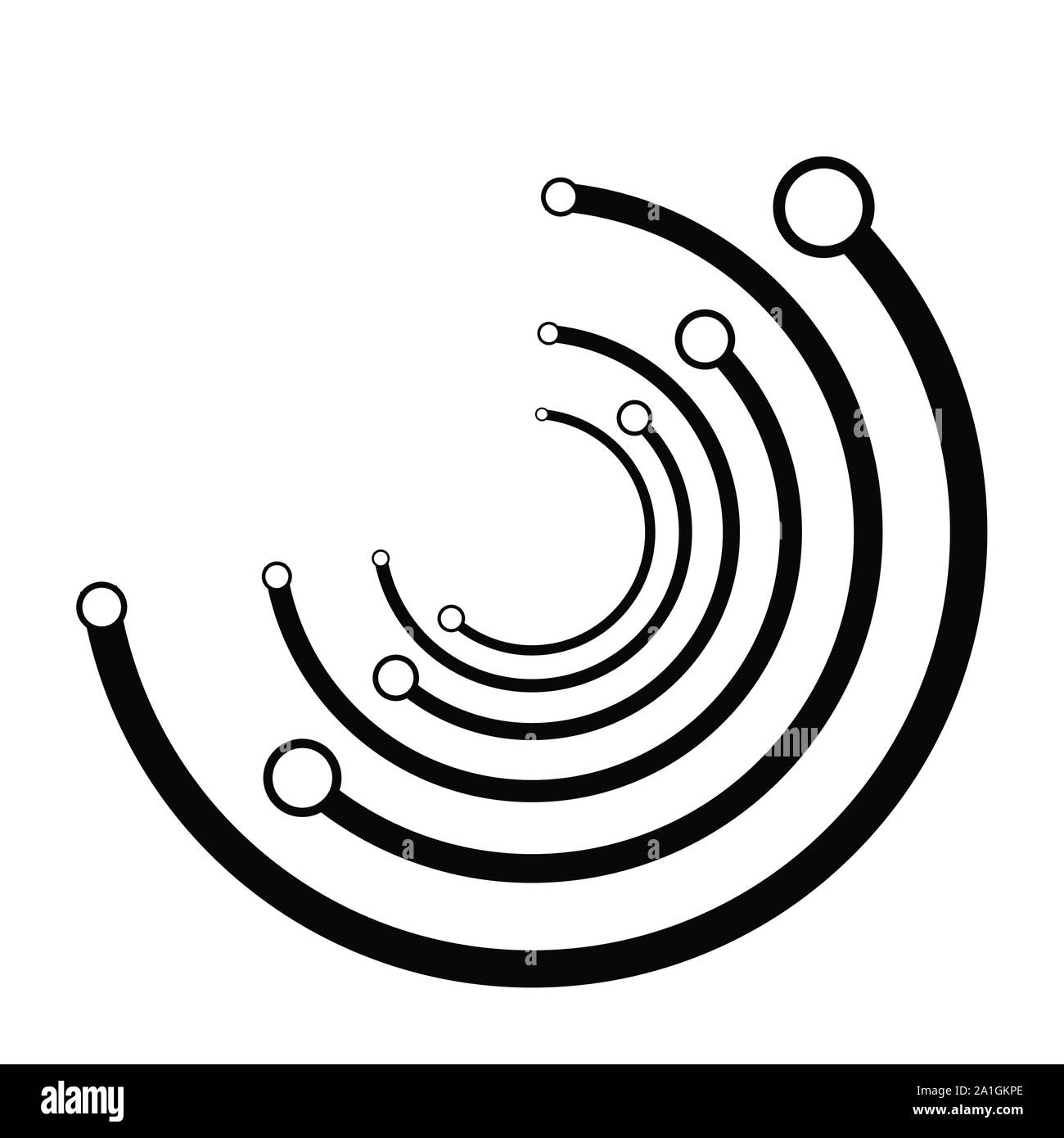 Plexus, trama círculos radiales con nodos. Espiral geométrica para  tecnología, bloquear la cadena, circuito como temas. Anillos del ciclo de  diseño. Remolino, molinete, vor Imagen Vector de stock - Alamy