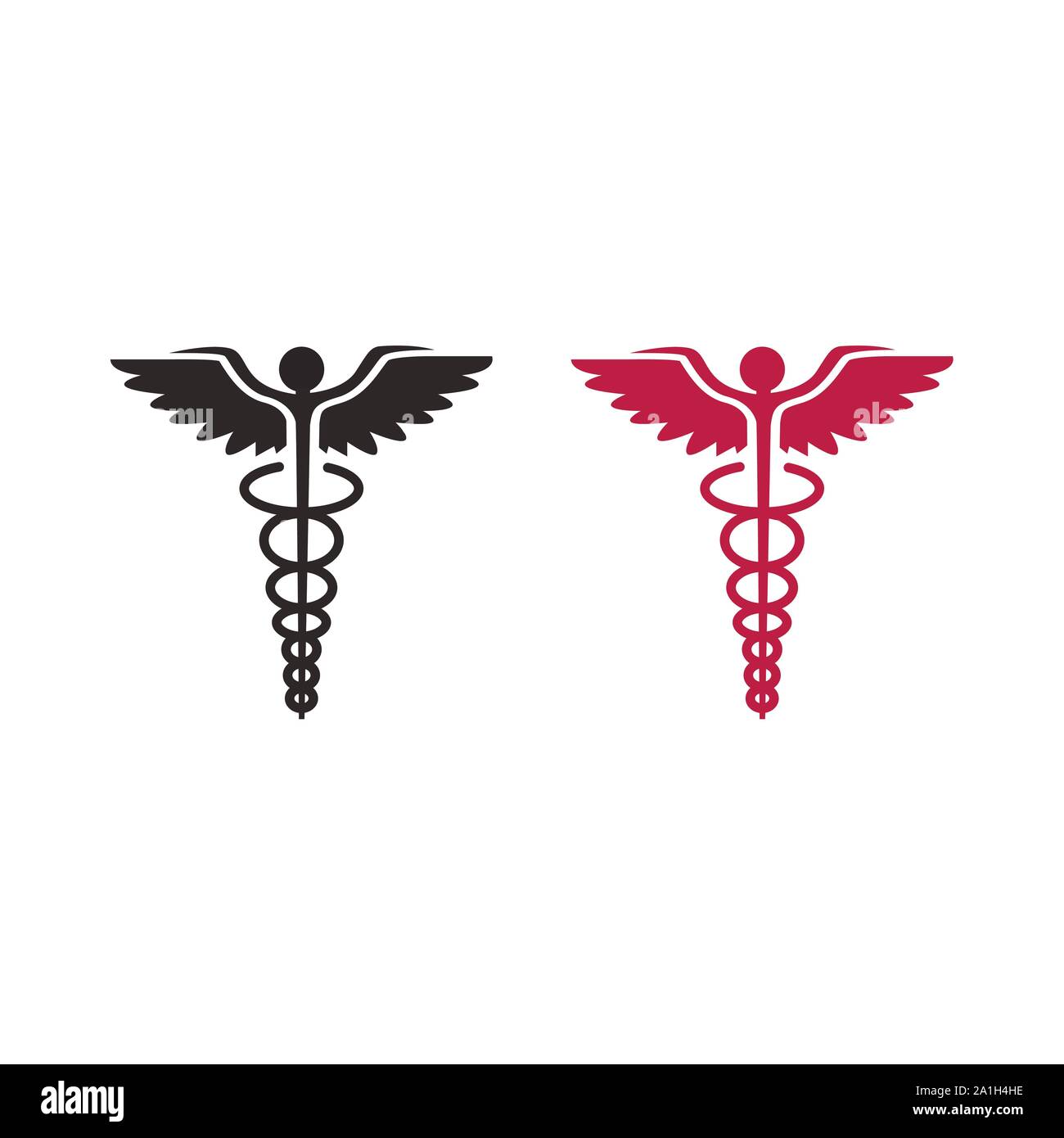 Logotipo de médicos. Caduceo símbolo de salud pública tiene dos antorchas de serpiente Ilustración del Vector