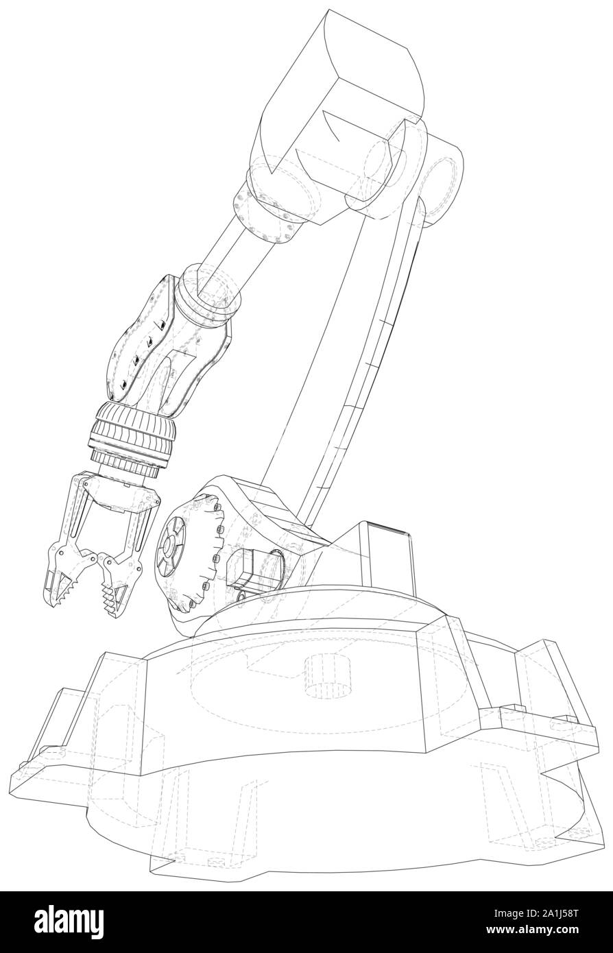 Robot manipulador. Formato EPS10. Trama Vector creado de 3d. Formato EPS10. Ilustración del Vector