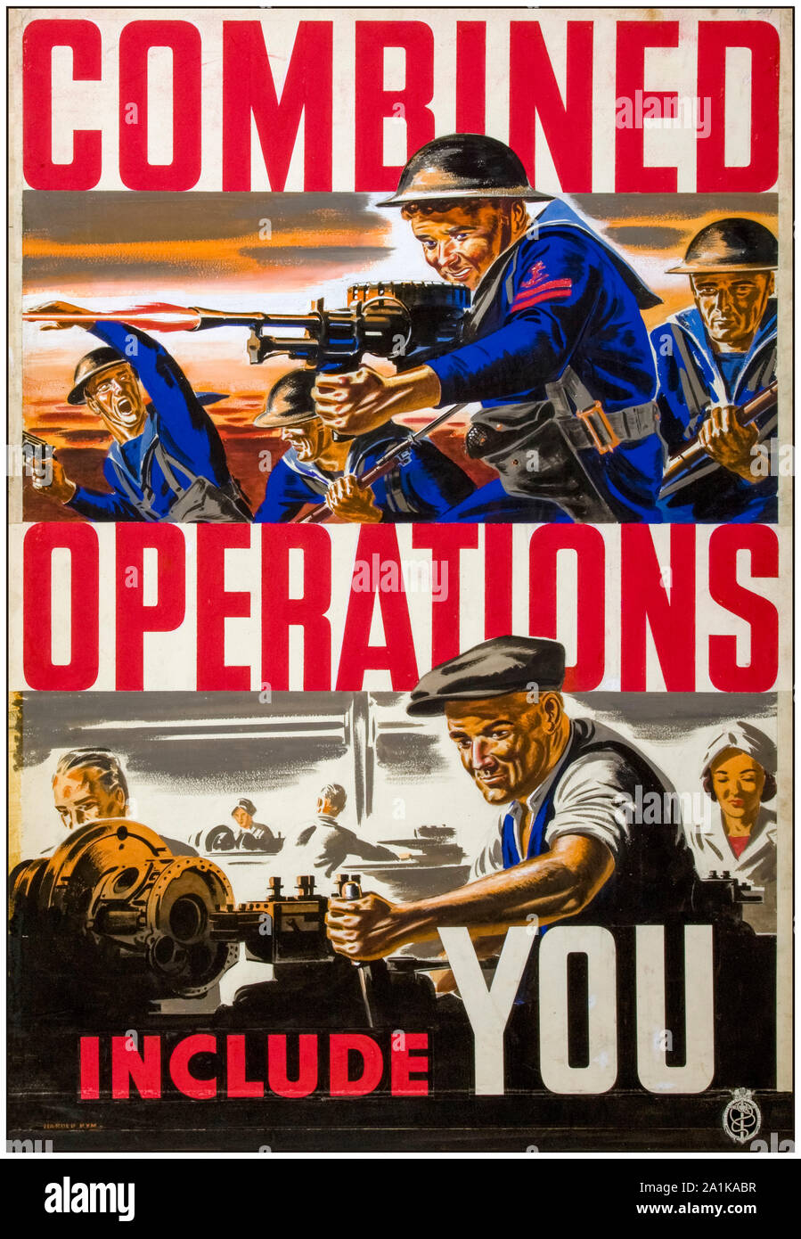 Británico, WW2, la industria, las operaciones combinadas, que incluyen productividad, póster, 1939-1946 Foto de stock