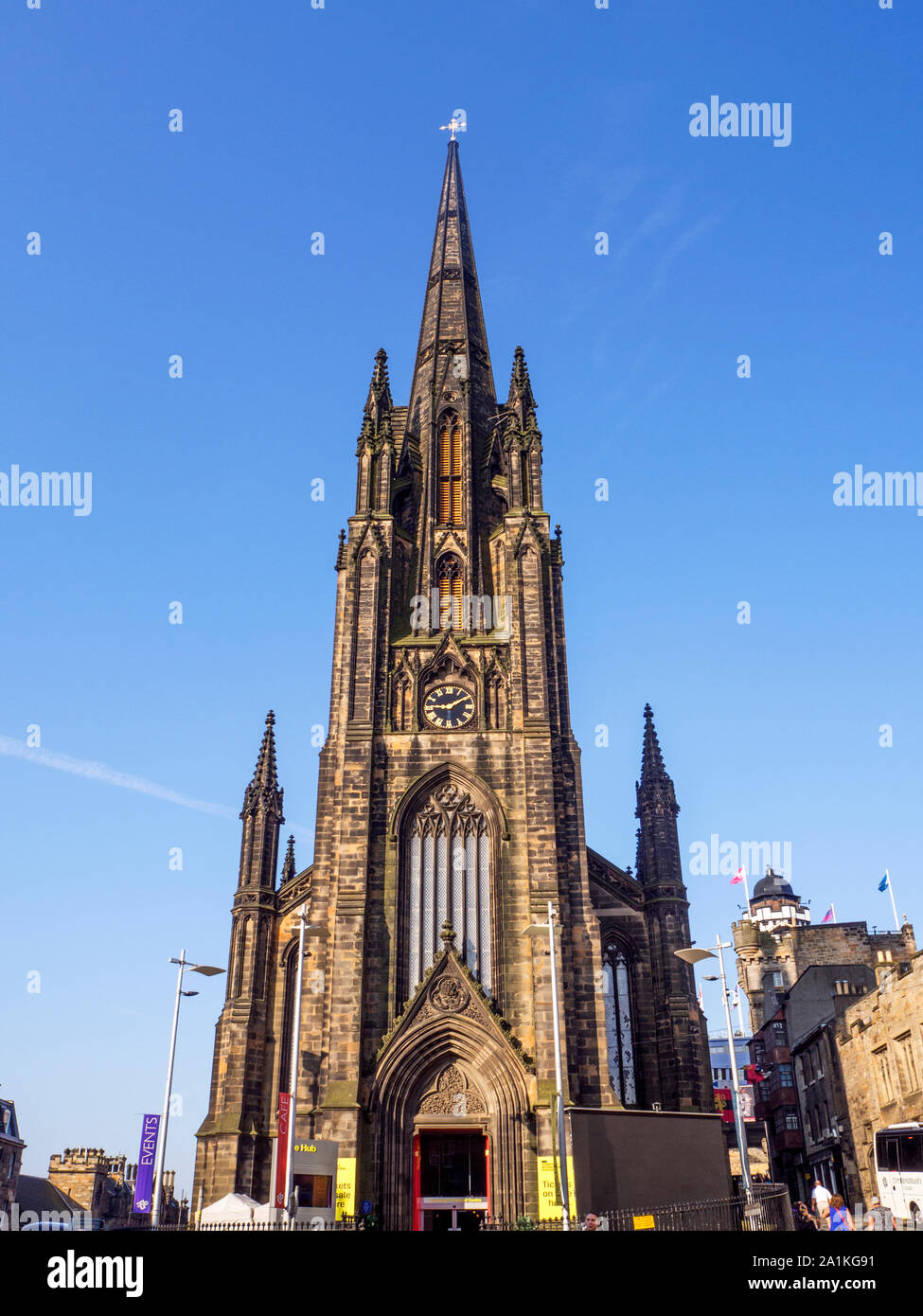 El cubo central Festival de Edimburgo sobre la Royal Mile, en el casco antiguo de Edimburgo Escocia Foto de stock