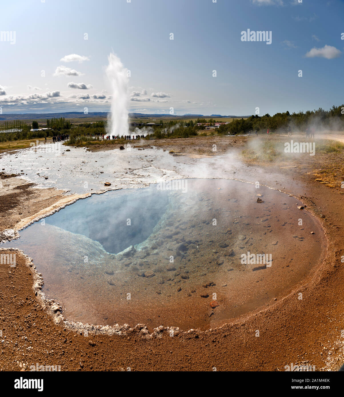 Geysir Hot Springs y área geotérmica en el sur/oeste de Islandia Foto de stock