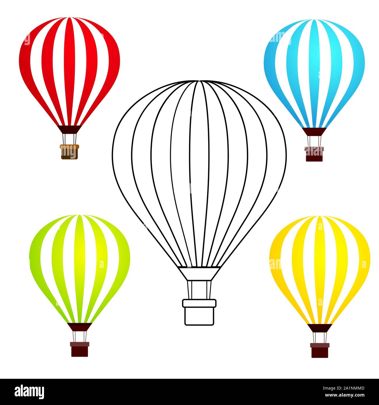 Conjunto de coloridos globos aerostáticos aislado sobre fondo blanco vector  Imagen Vector de stock - Alamy