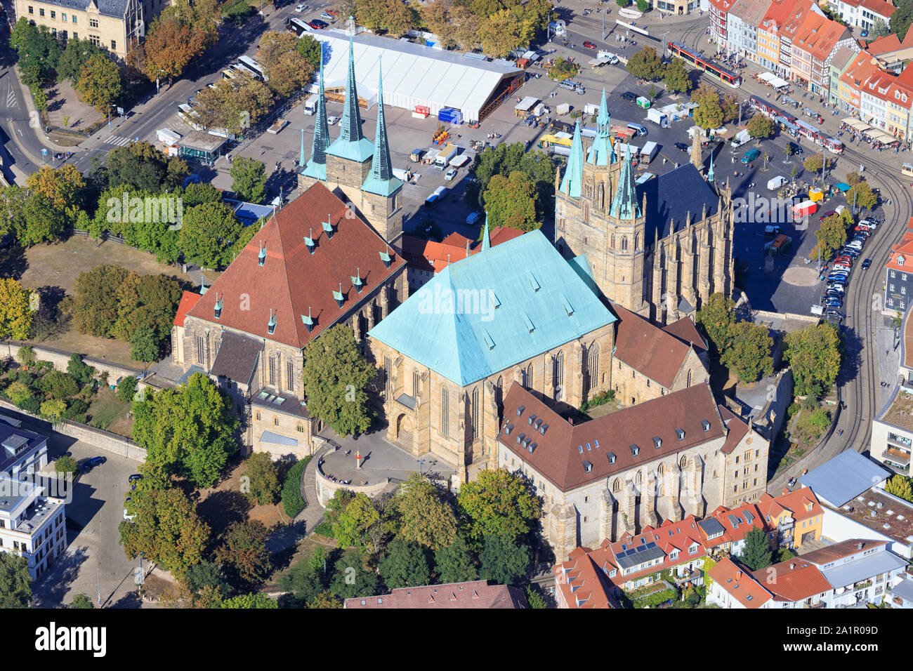Catedral Dom Erfurt Alemania del cerro Iglesia Foto de stock