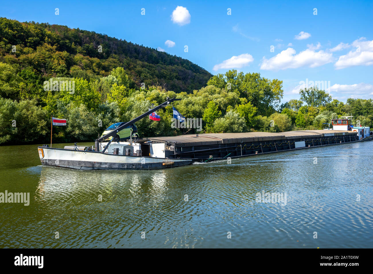 Transporte en barco el río Main, Alemania Foto de stock